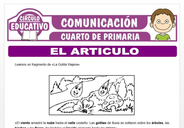 Actividades sobre el Articulo para Cuarto de Primaria – Fichas GRATIS