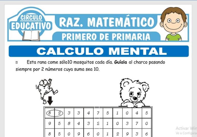 Cálculo Mental para Primero de Primaria – Fichas GRATIS