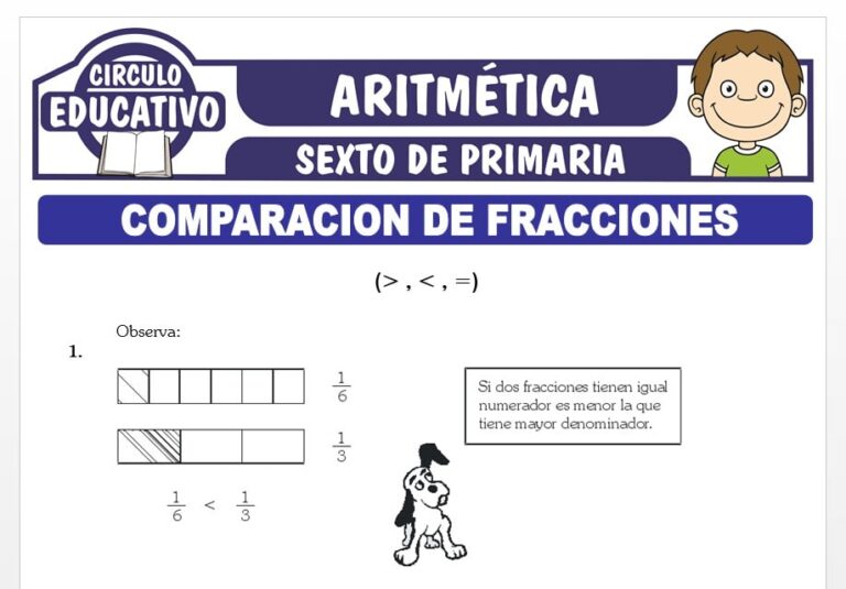 Ejercicios de Comparación de Fracciones para Sexto de Primaria – Fichas