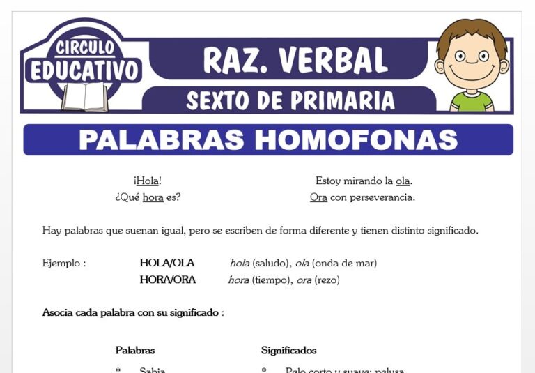 Ejercicios de Palabras Homófonas para Sexto de Primaria – Fichas GRATIS