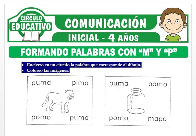 Formando Palabras con M y P para Niños de Cuatro Años – Fichas GRATIS