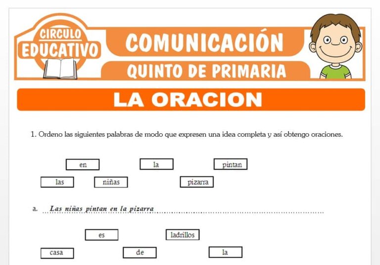 La Oración y su Estructura para Quinto de Primaria – Fichas GRATIS