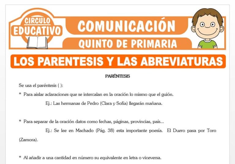 Los Paréntesis y Las Abreviaturas para Quinto de Primaria – Fichas GRATIS