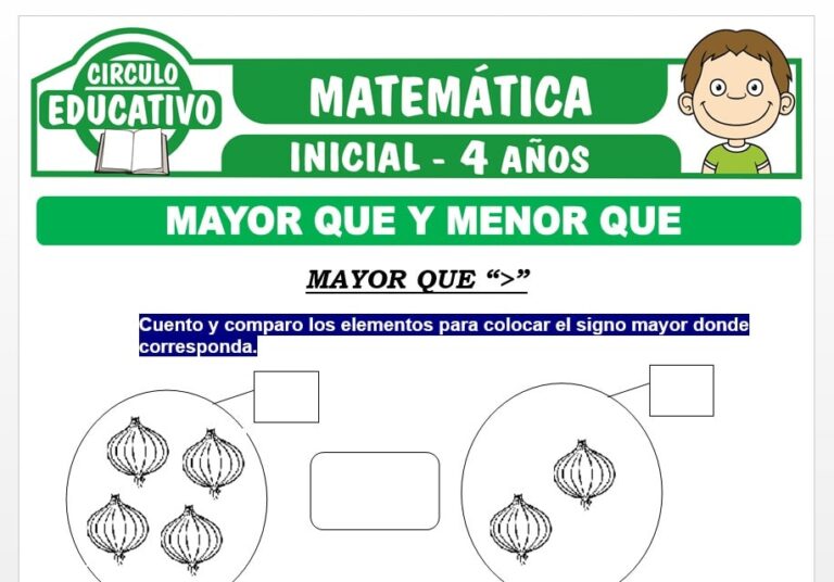 Mayor que y Menor que para Niños de Cuatro Años – Fichas GRATIS