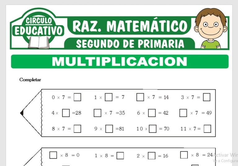Multiplicaciones para Segundo de Primaria – Fichas GRATIS