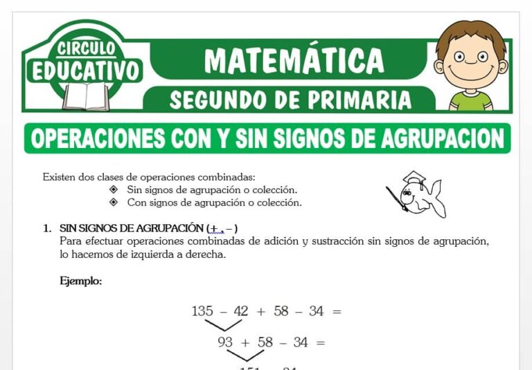 Operaciones Con y Sin Signos de Agrupación para Segundo de Primaria