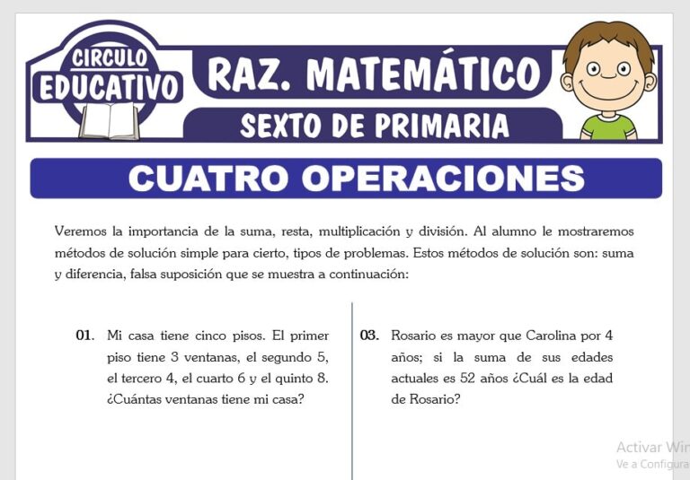 ᐈ Razonamiento Matemático para Sexto de Primaria – 26 Fichas GRATIS