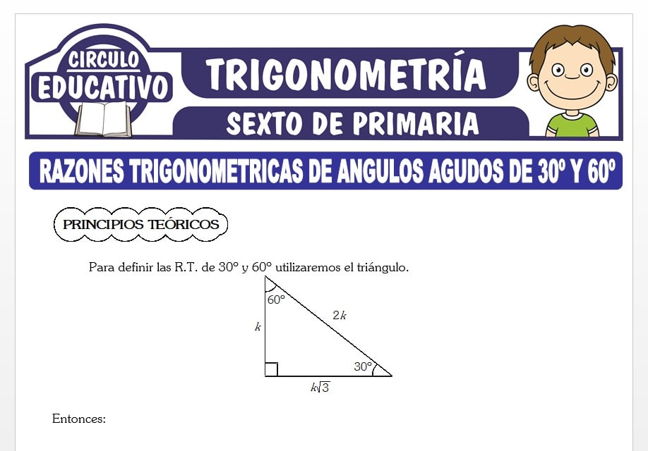 Razones Trigonométricas de Ángulos Agudos de 60° y 30° para Sexto de Primaria