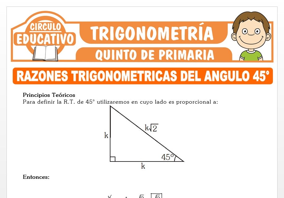 Razones Trigonométricas del Ángulo 45° para Quinto de Primaria