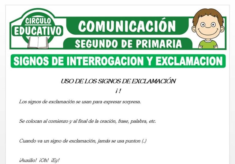 Signos de Interrogación y Exclamación para Segundo de Primaria – Fichas