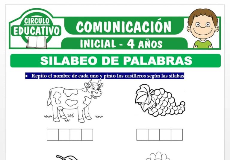 Silabeo de Palabras para Niños de Cuatro Años – Fichas GRATIS
