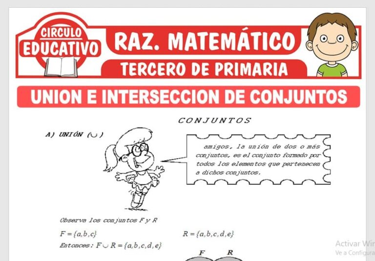 Unión e Intersección de Conjuntos para Tercero de Primaria – Fichas GRATIS